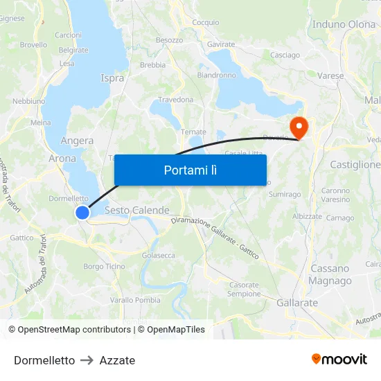 Dormelletto to Azzate map