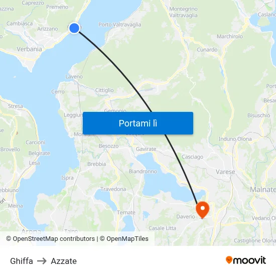Ghiffa to Azzate map