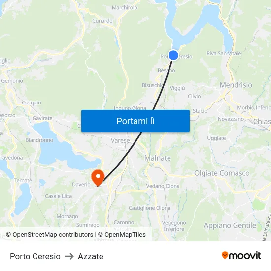 Porto Ceresio to Azzate map