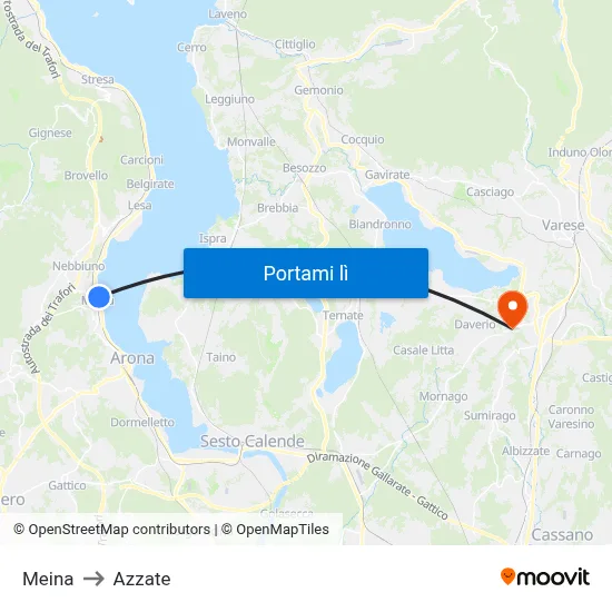 Meina to Azzate map
