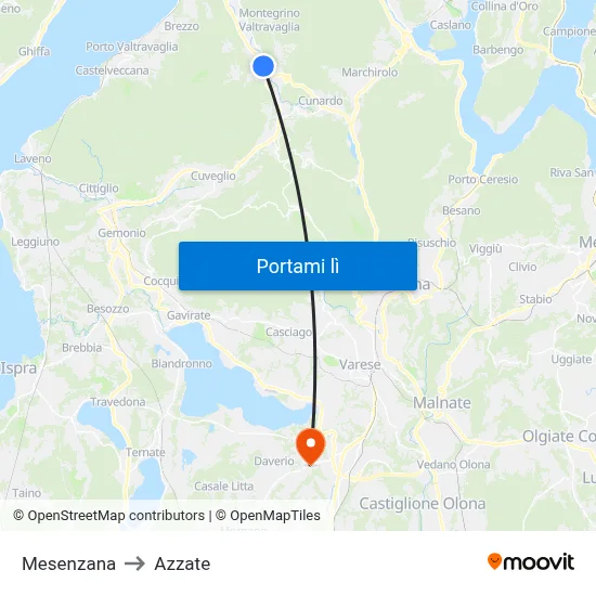 Mesenzana to Azzate map
