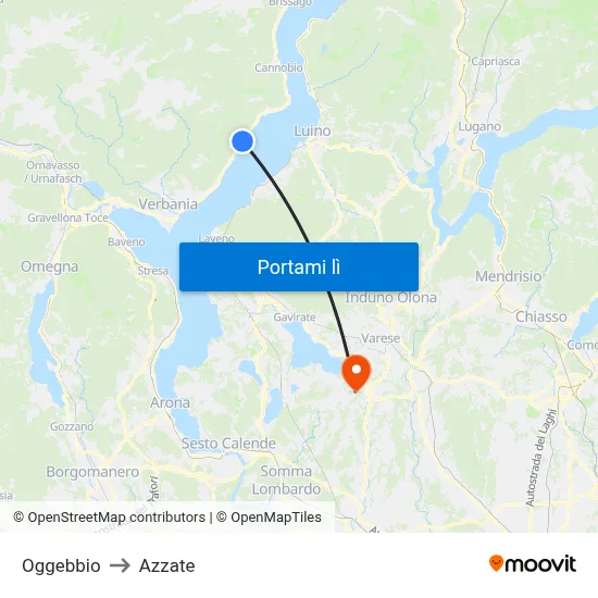Oggebbio to Azzate map