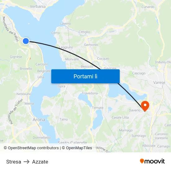 Stresa to Azzate map