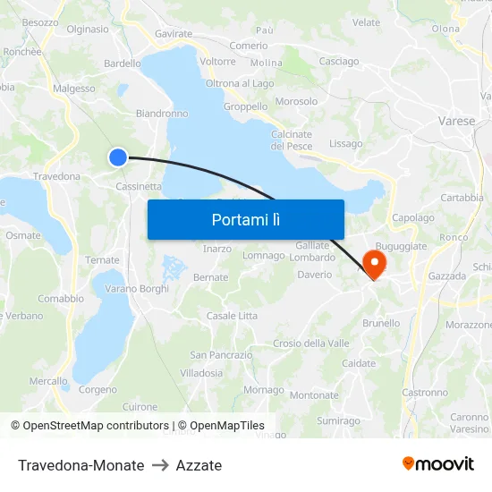Travedona-Monate to Azzate map