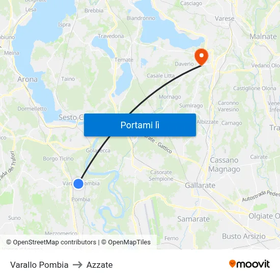 Varallo Pombia to Azzate map