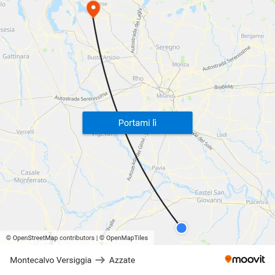 Montecalvo Versiggia to Azzate map