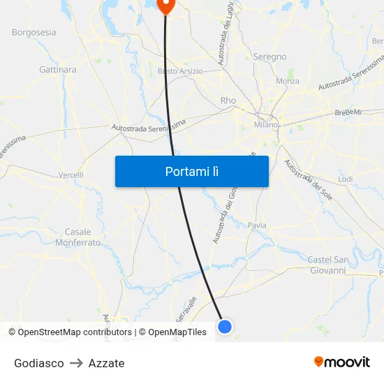 Godiasco to Azzate map