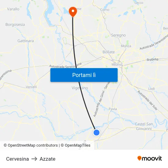 Cervesina to Azzate map