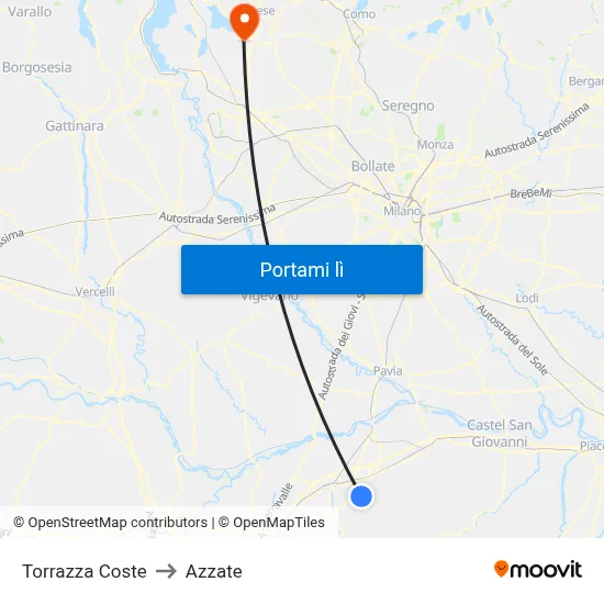 Torrazza Coste to Azzate map