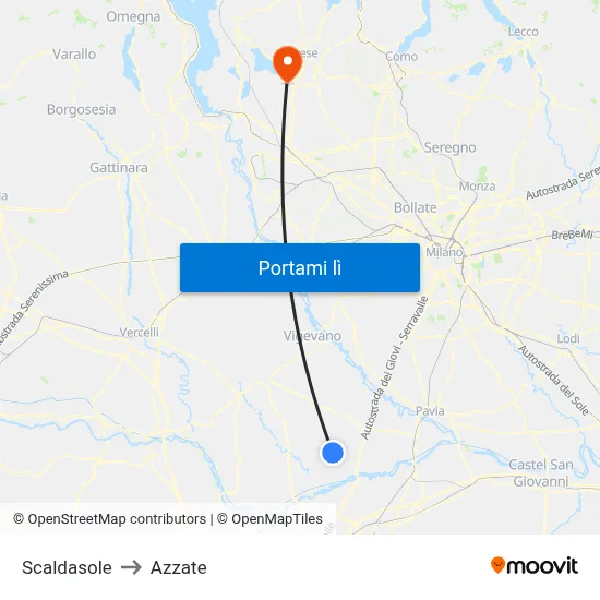 Scaldasole to Azzate map