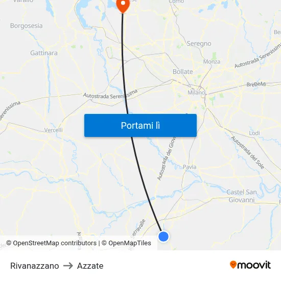 Rivanazzano to Azzate map