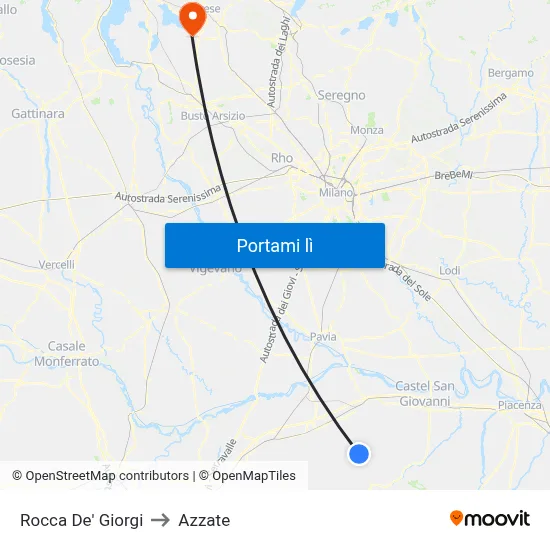 Rocca De' Giorgi to Azzate map