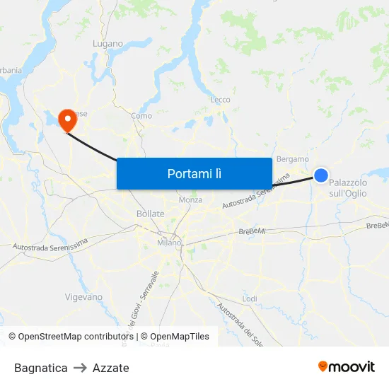 Bagnatica to Azzate map