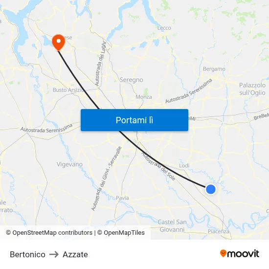 Bertonico to Azzate map