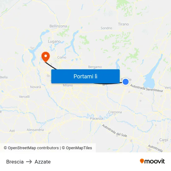 Brescia to Azzate map