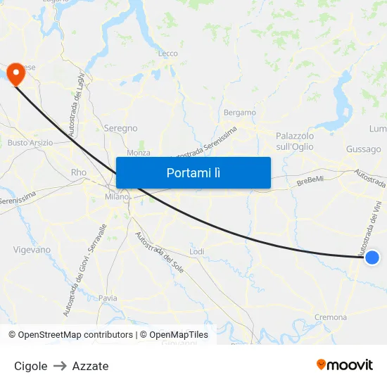 Cigole to Azzate map