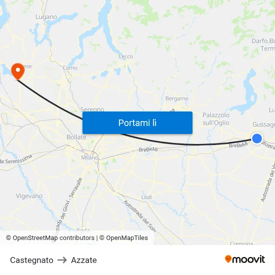 Castegnato to Azzate map