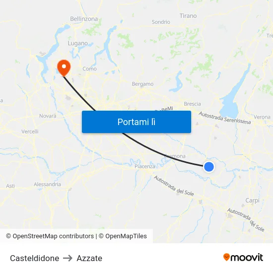 Casteldidone to Azzate map
