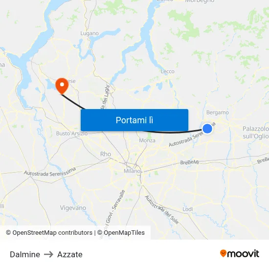 Dalmine to Azzate map