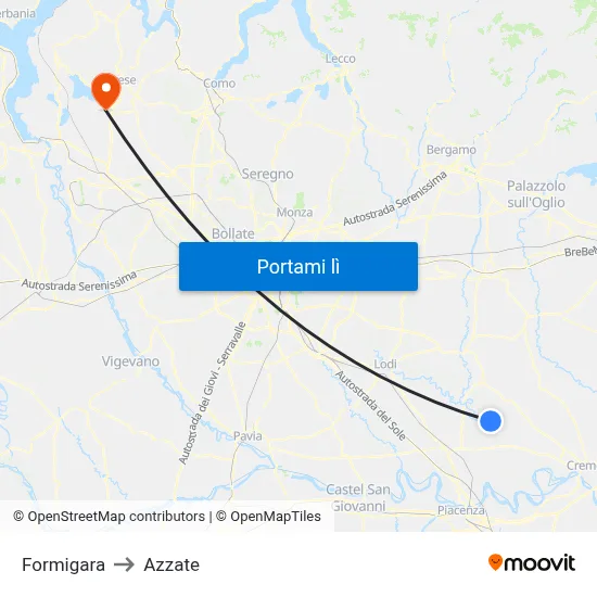 Formigara to Azzate map