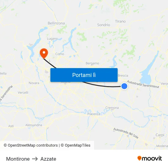 Montirone to Azzate map