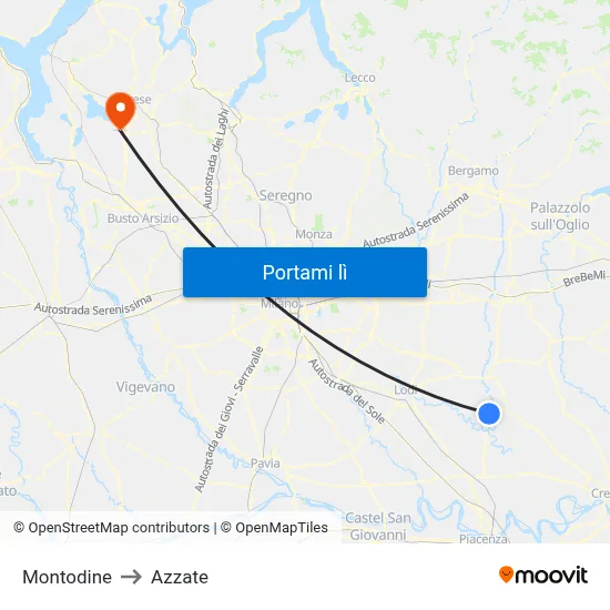 Montodine to Azzate map