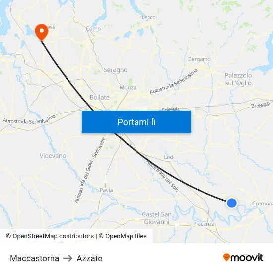 Maccastorna to Azzate map