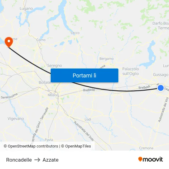 Roncadelle to Azzate map