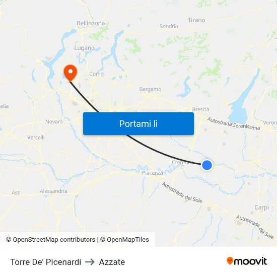 Torre De' Picenardi to Azzate map