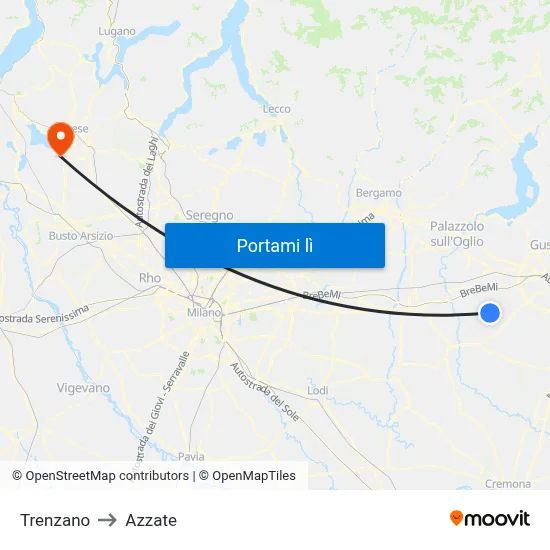 Trenzano to Azzate map