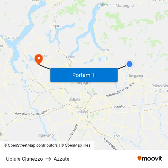 Ubiale Clanezzo to Azzate map