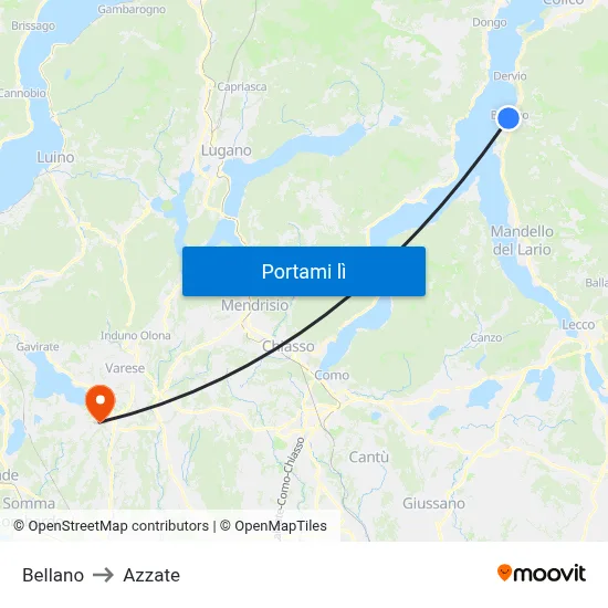Bellano to Azzate map