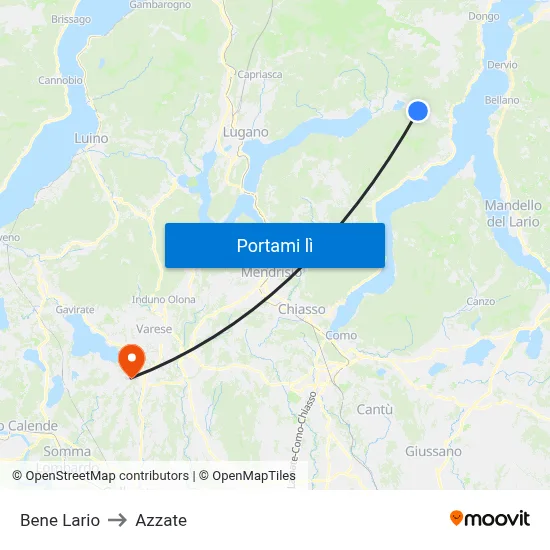 Bene Lario to Azzate map