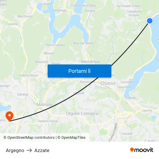 Argegno to Azzate map