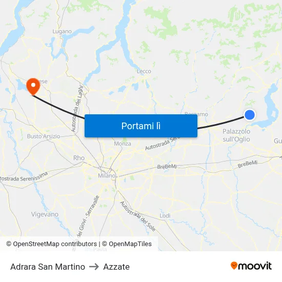Adrara San Martino to Azzate map
