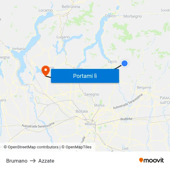 Brumano to Azzate map