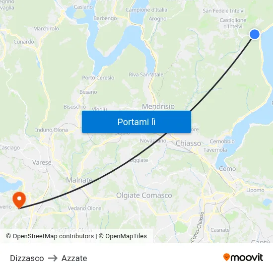 Dizzasco to Azzate map