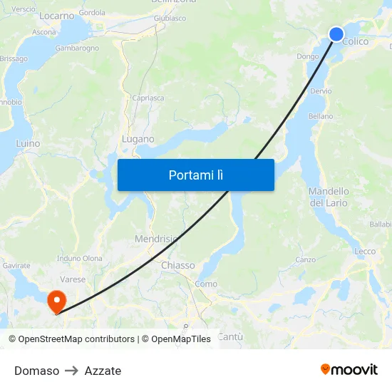 Domaso to Azzate map