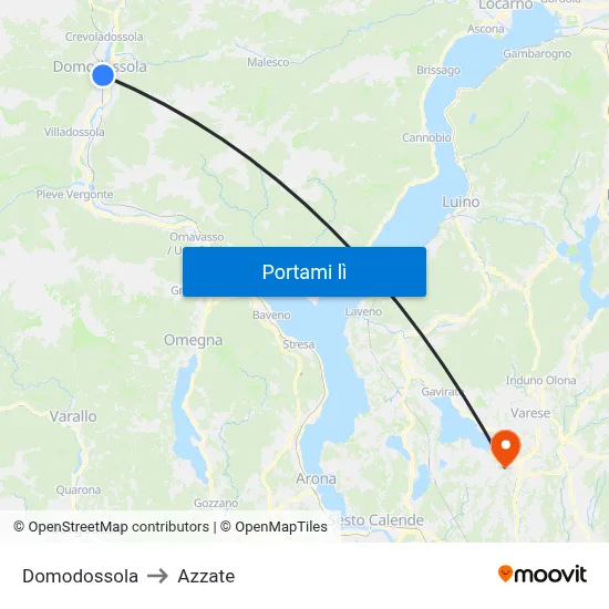 Domodossola to Azzate map