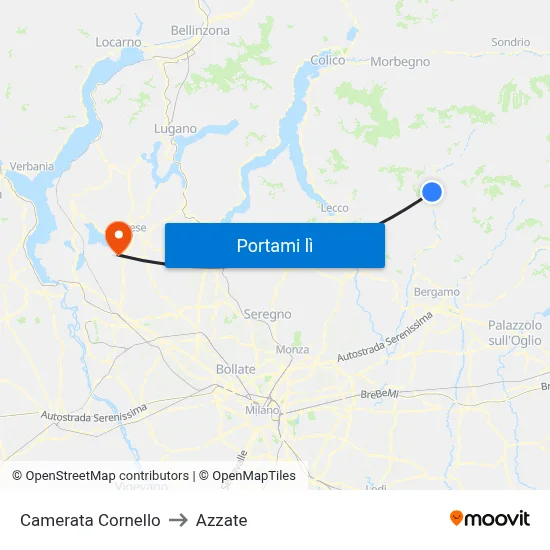 Camerata Cornello to Azzate map