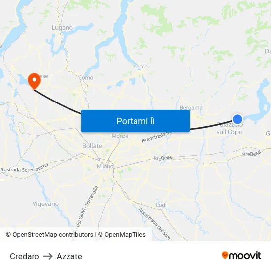 Credaro to Azzate map