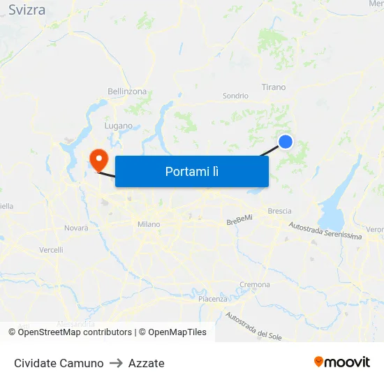 Cividate Camuno to Azzate map