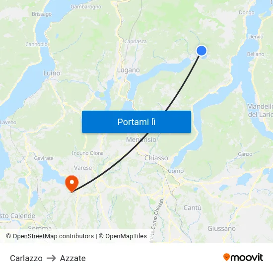 Carlazzo to Azzate map