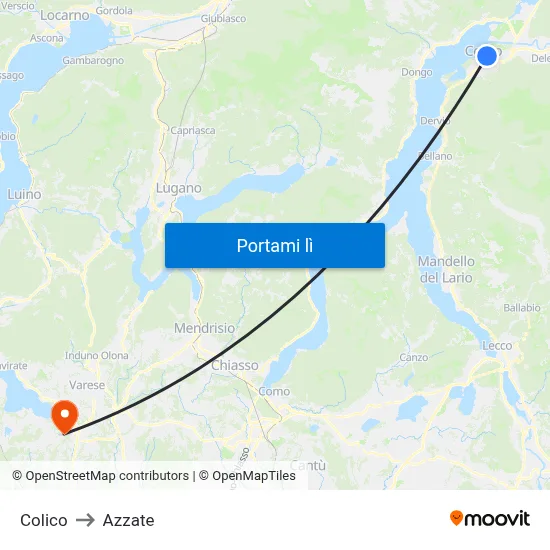 Colico to Azzate map