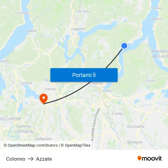 Colonno to Azzate map