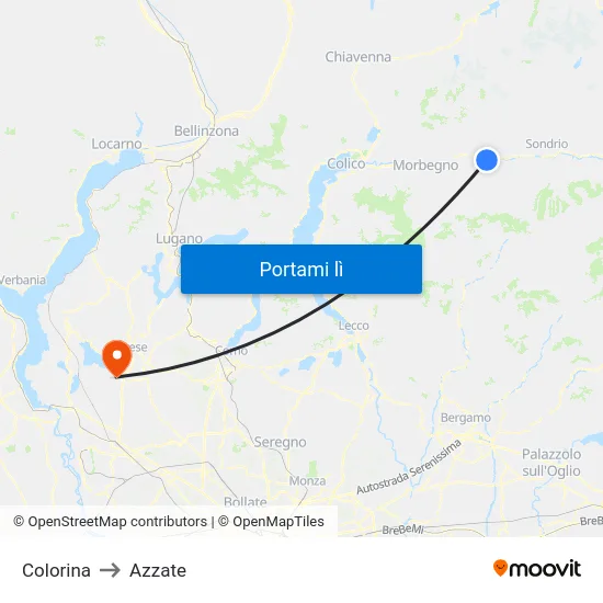 Colorina to Azzate map