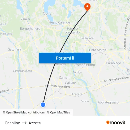 Casalino to Azzate map