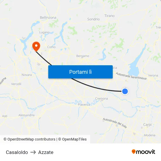Casaloldo to Azzate map