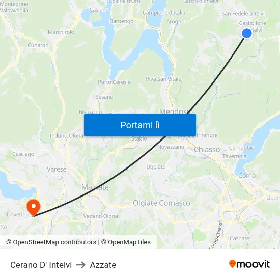 Cerano D' Intelvi to Azzate map