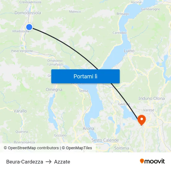 Beura-Cardezza to Azzate map